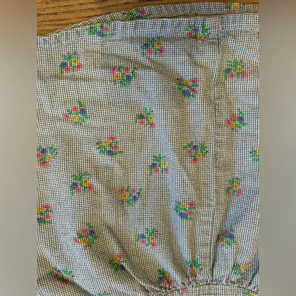 Oshkosh B'Gosh Floral Plaid BlueDress Overall 3T USA Vestbak‎ Jumper Gingham VTG